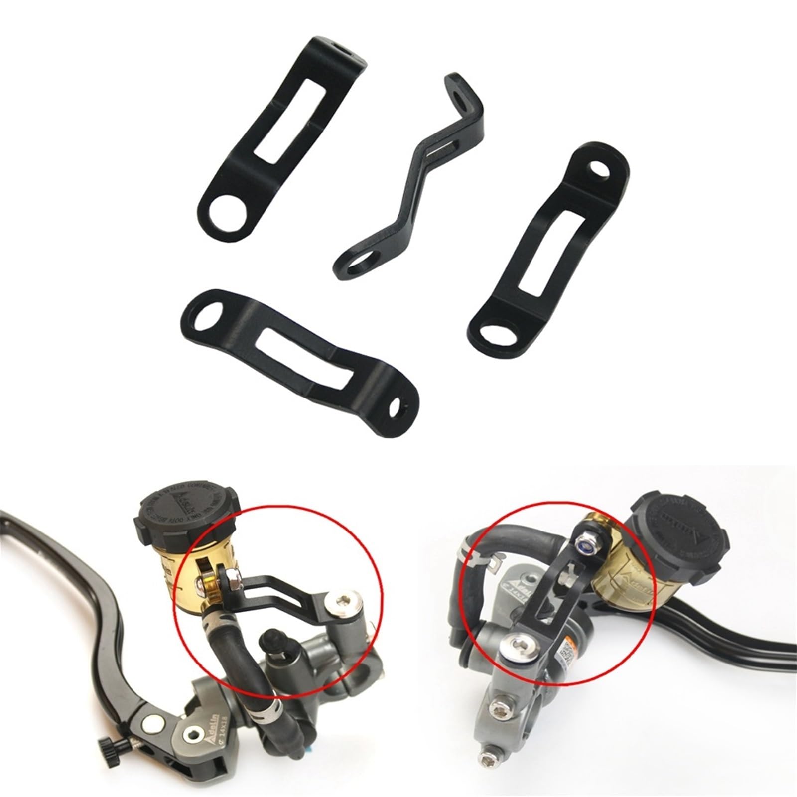 Dźwignie hamulca do motocykla Pasuje do motocykla sprzęgło hamulcowe główny cylinder zbiornik płynu oleju uchwyt na kubek wspornik pomocniczy(Black 3 piece)
