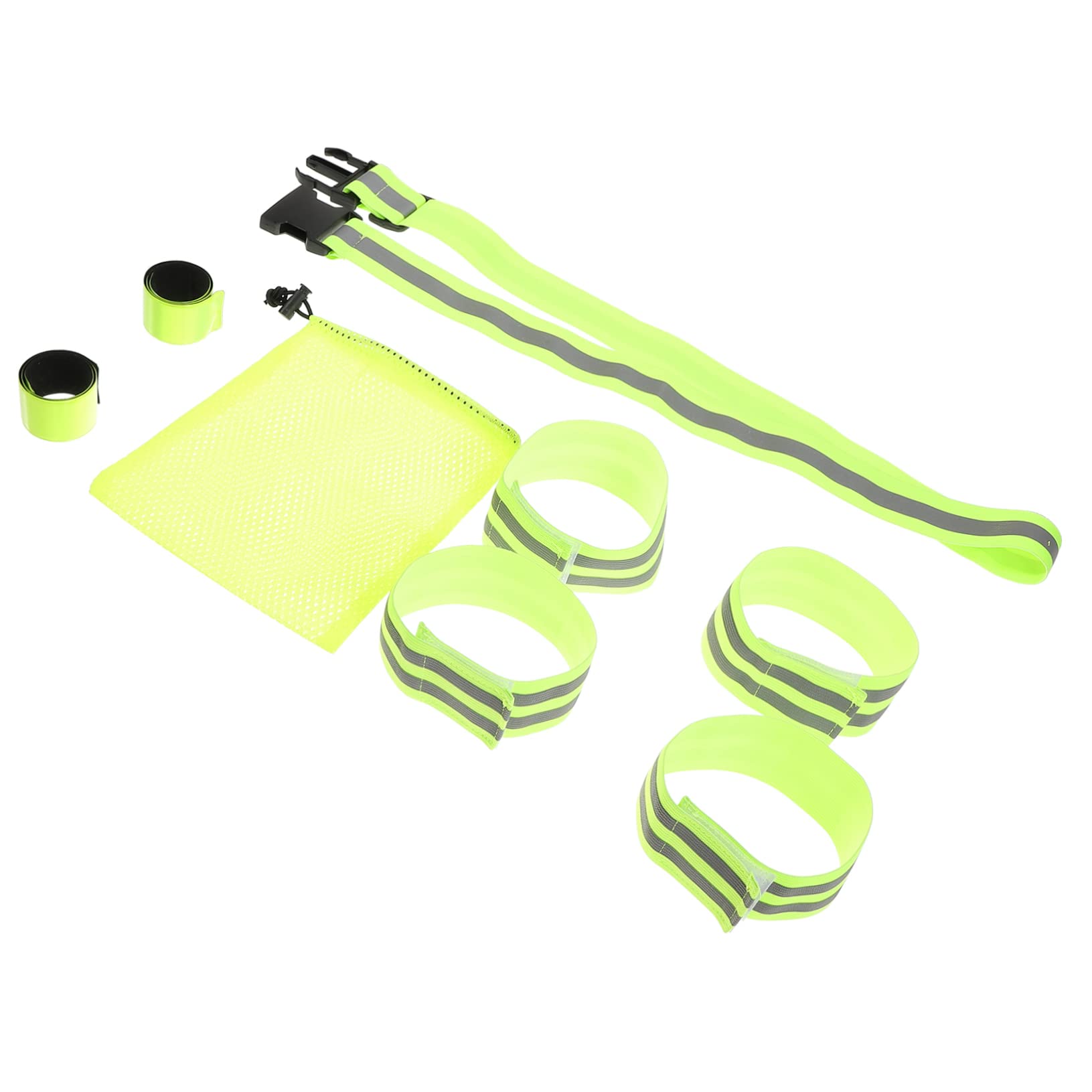 UKCOCO Set di Cinture Riflettenti Fascia da Braccio Cintura Fascia da Corsa Band da Polso Bande Riflettenti Bande da Polso Banda Riflettente di Sicurezza Fettuccia Elastica Verde