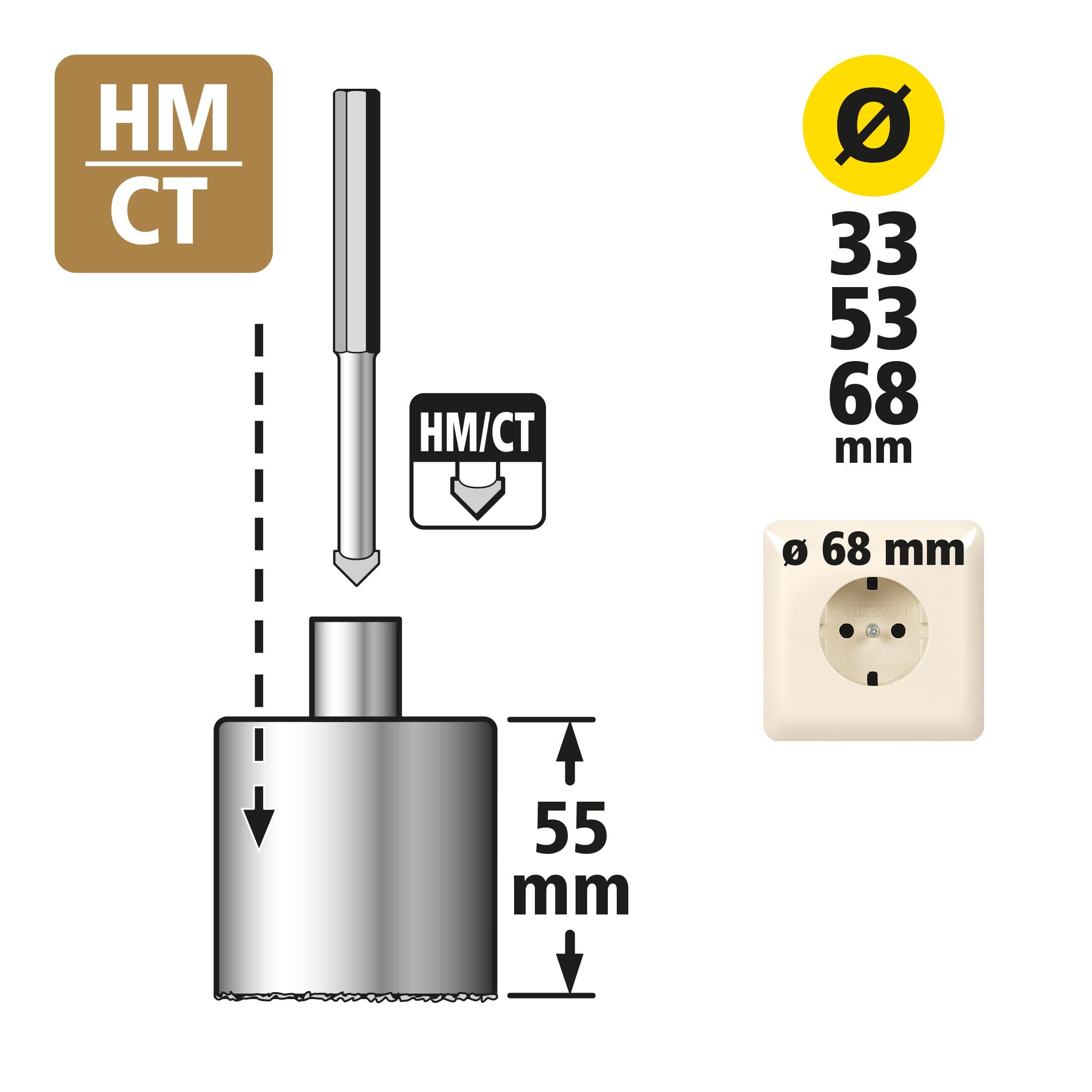 wolfcraft Coffret de Trépans Maçonnerie - 3 Scies Cloches et 2 Forets