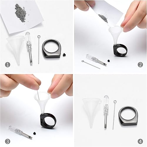 Miniatura 4 de Joyería de cremación para cenizas, geometría, estilo simple, anillo conmemorativo para cenizas, soporte para cenizas con kit de relleno, anillo de
