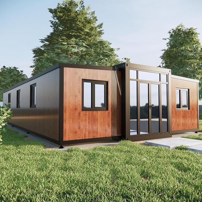 Portable Expandable Prefabricated House - 20ft Foldable Mobile Container Home with 1 Bedroom, Modern Kitchen & Bathroom - Customizable Mobile House - Port to Port only