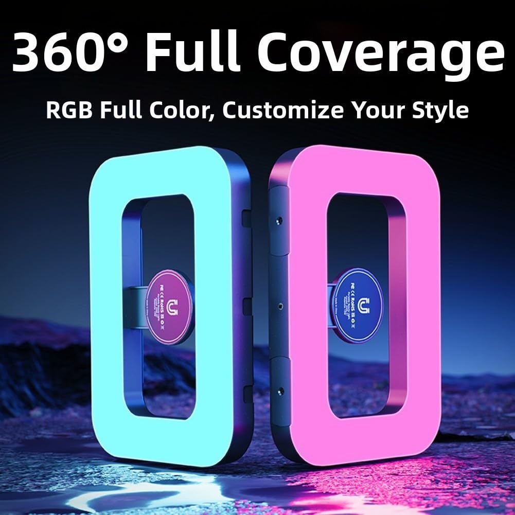 Design compatto materiale portatile dell'ABS della luce dell'anello del LED (con treppiede) | Batteria integrata da 3600 mAh, ricaricabile tramite USB, senza fili, molteplici usi, risparmio di tempo