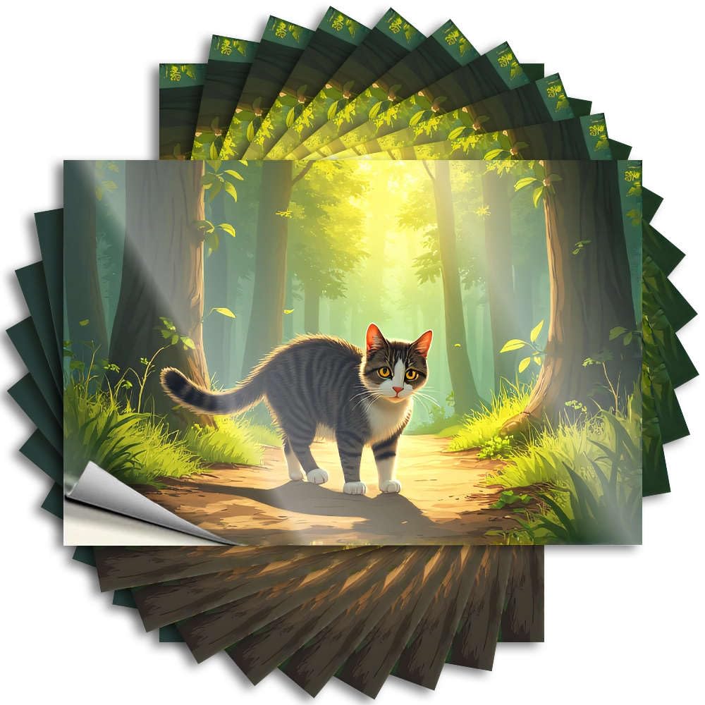 Fzfn Colour A Striped Cat Walks Along A Forest Path. Tiki Mold Diy | Big Decal Hat Removable Vinyl Sticker Decal(8X12cm)