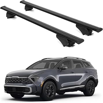 Car Roof Rack Cross Bars for KIA Sportage 2023-2024,Heavy Duty Aluminum Anti-Theft Lockable Roof Rails Crossbars Rooftop Luggage Racks Carrier,A/Black