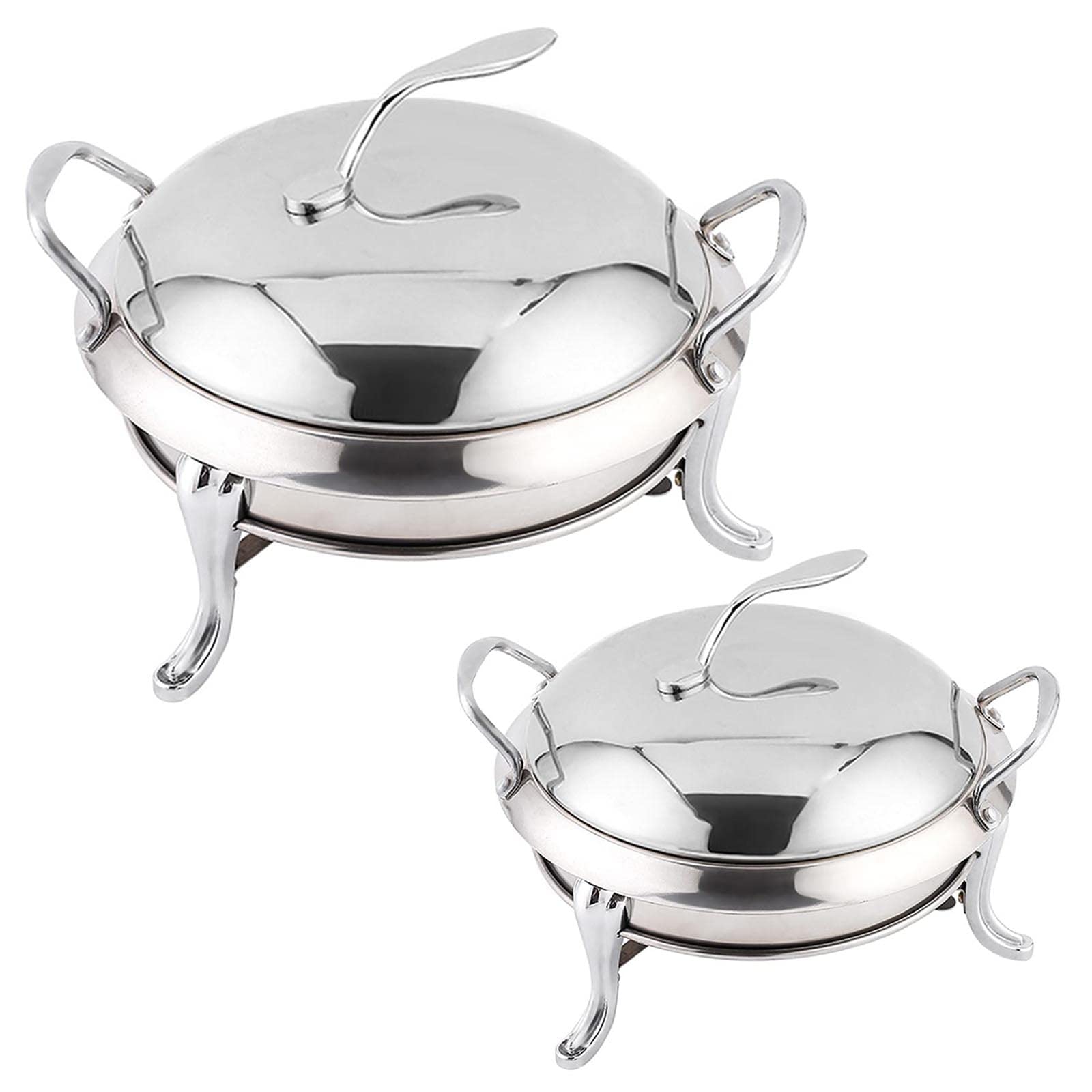 Juego de platos para rozaduras – Servidores de buffet de acero inoxidable con bandeja para alimentos, soporte de combustible y tapa para catering y uso en eventos