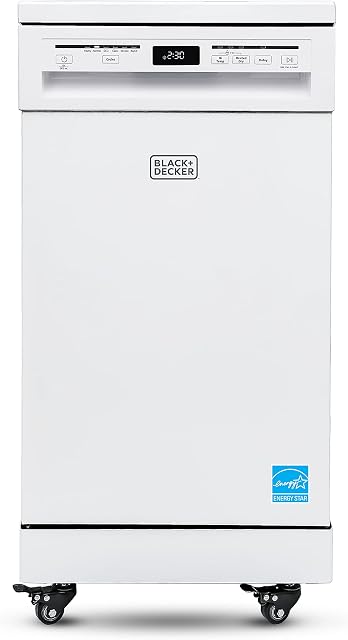 BLACK+DECKER Portable Dishwasher, 18 inches Wide, 8 Place Setting, White