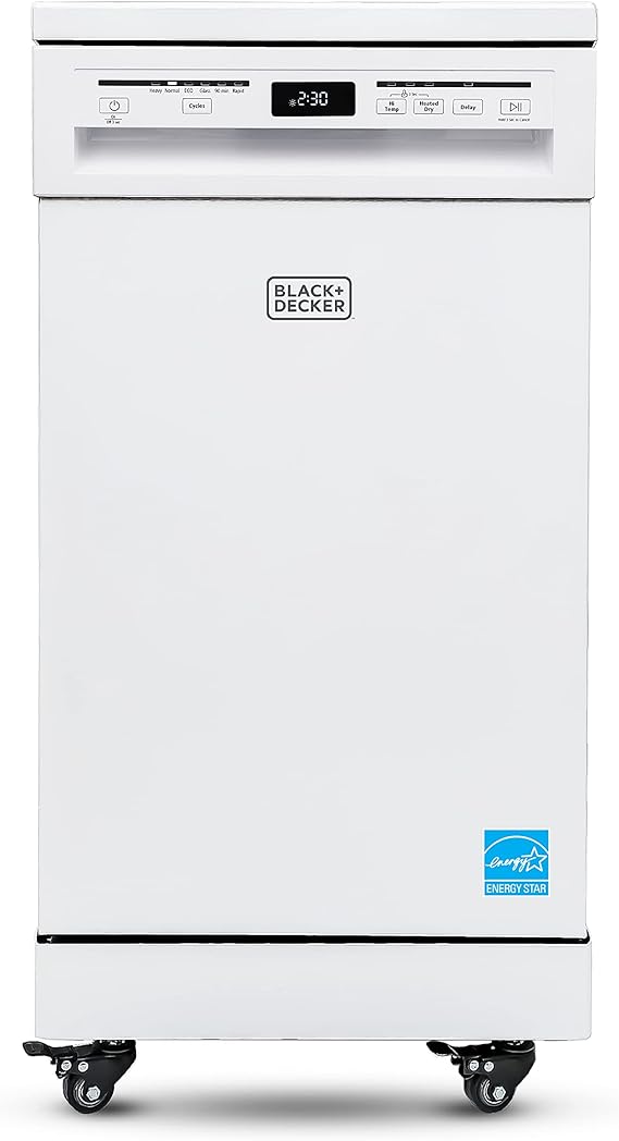 BLACK+DECKER 18” Portable Dishwasher, Compact Dish Washer