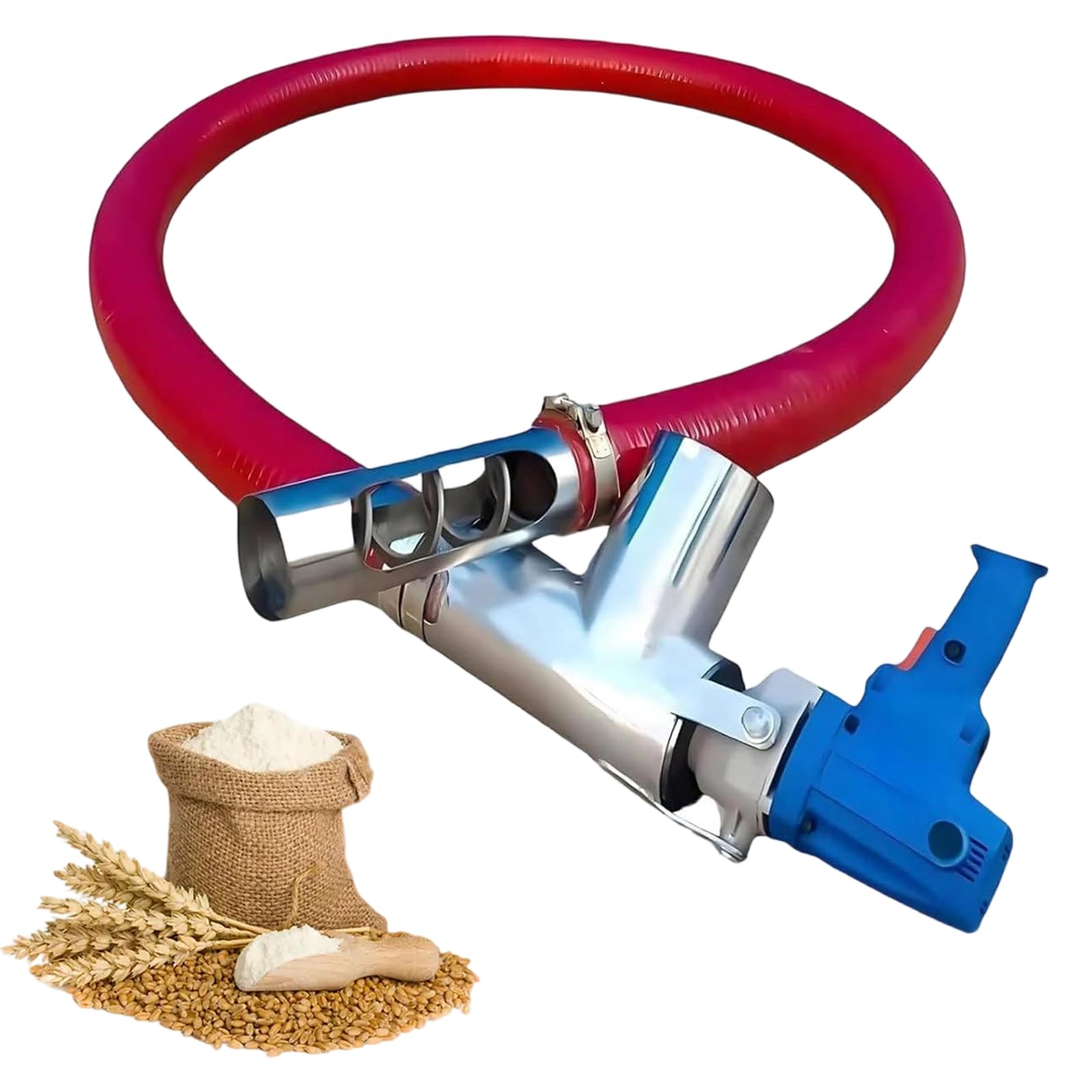Xjleftonomie Heavy Duty Grain Auger 2400w, Heavy Duty Granule & Powder Conveyor, Portable Transfer Equipment For Grain Cement Sand Fertilizer Gravel, 1.5m