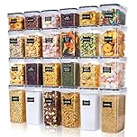 Vtopmart Vorratsdosen mit Deckel Luftdicht, Set mit 24 Vorratsbehälter, BPA-frei, Küchen Aufbewahrungsboxen für Mehl, Zucker, Körner, Mit Schreibstift und Etikett