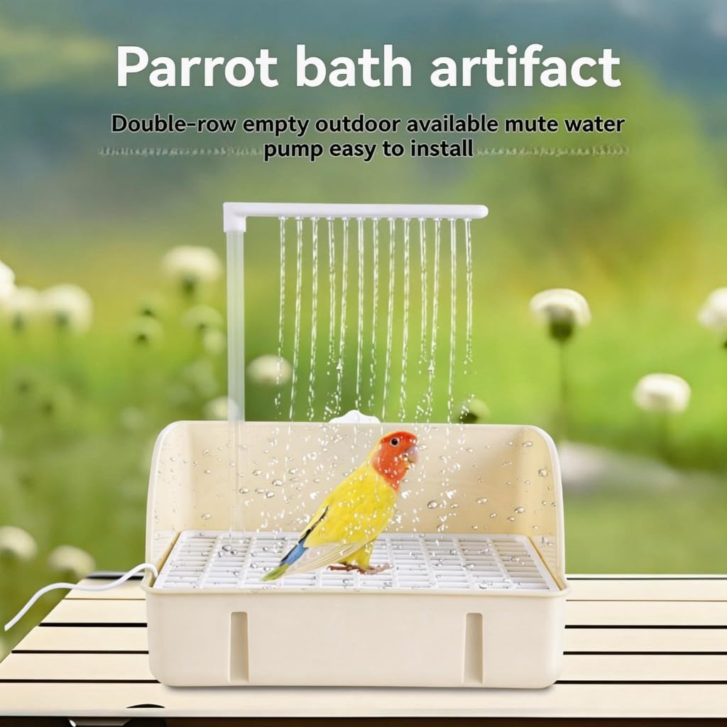 Baignoire automatique pour oiseaux 28 x 21 cm avec pompe à recirculation silencieuse – USB électrique pour cage
