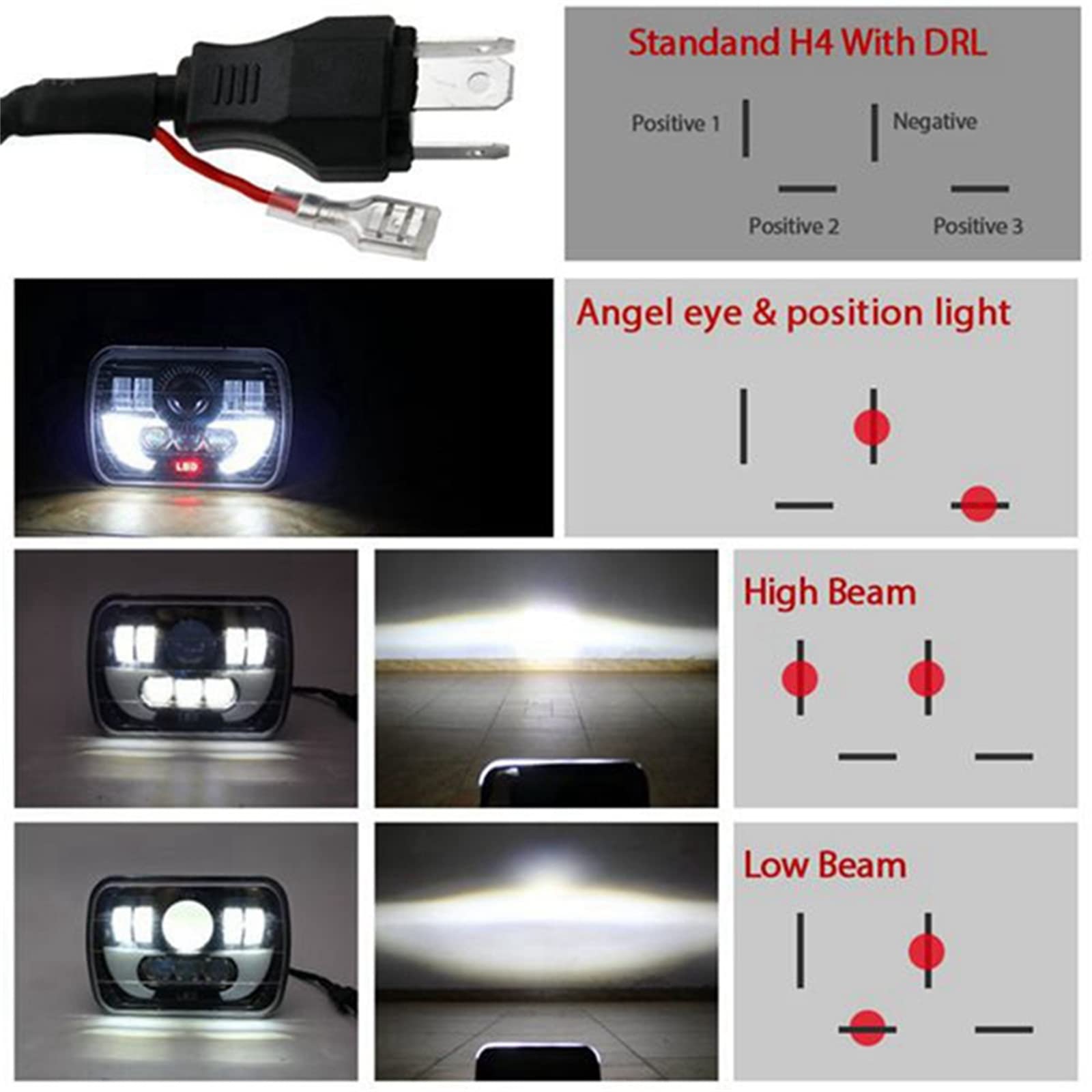 2PCS 7 Pollici Piazza Daytime Corsa E Jogging Luce Auto Moto Faro Anteriore DRL High Low Beam Flood Faretti HA CONDOTTO LA Luce Del Lavoro