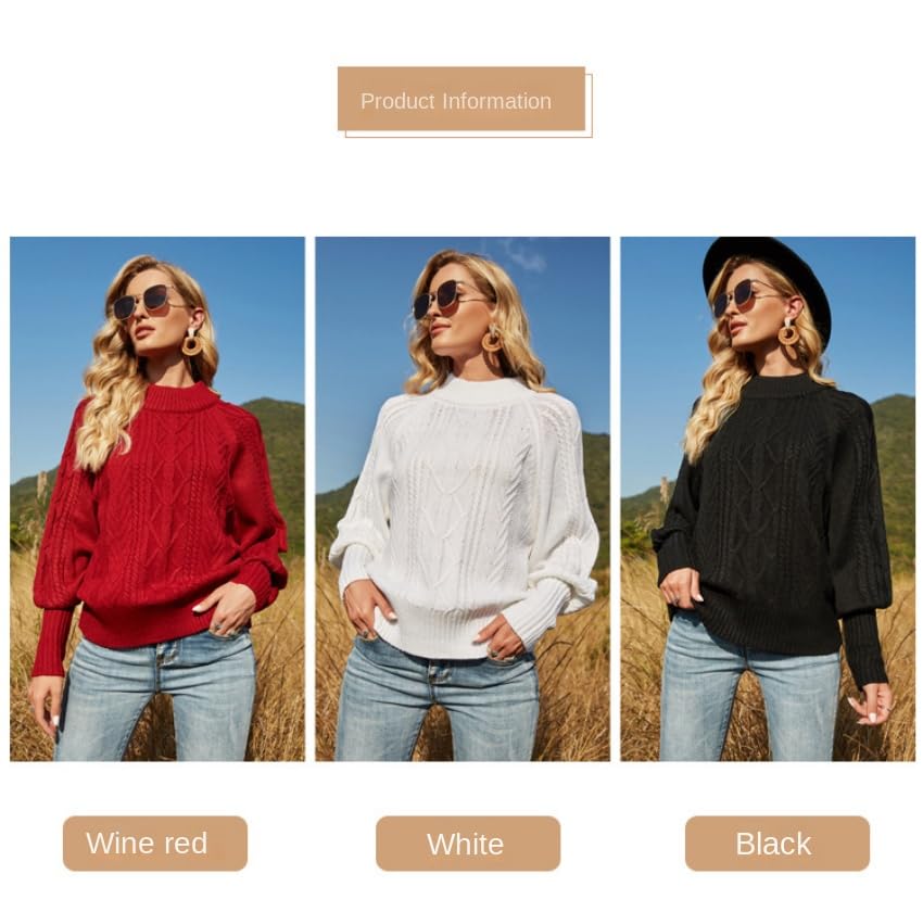 Women's Casual Sweater Solid Color Knitted Pullover Top Long Sleeve Crew-Neck Sweater Casual Sweaters for Women2