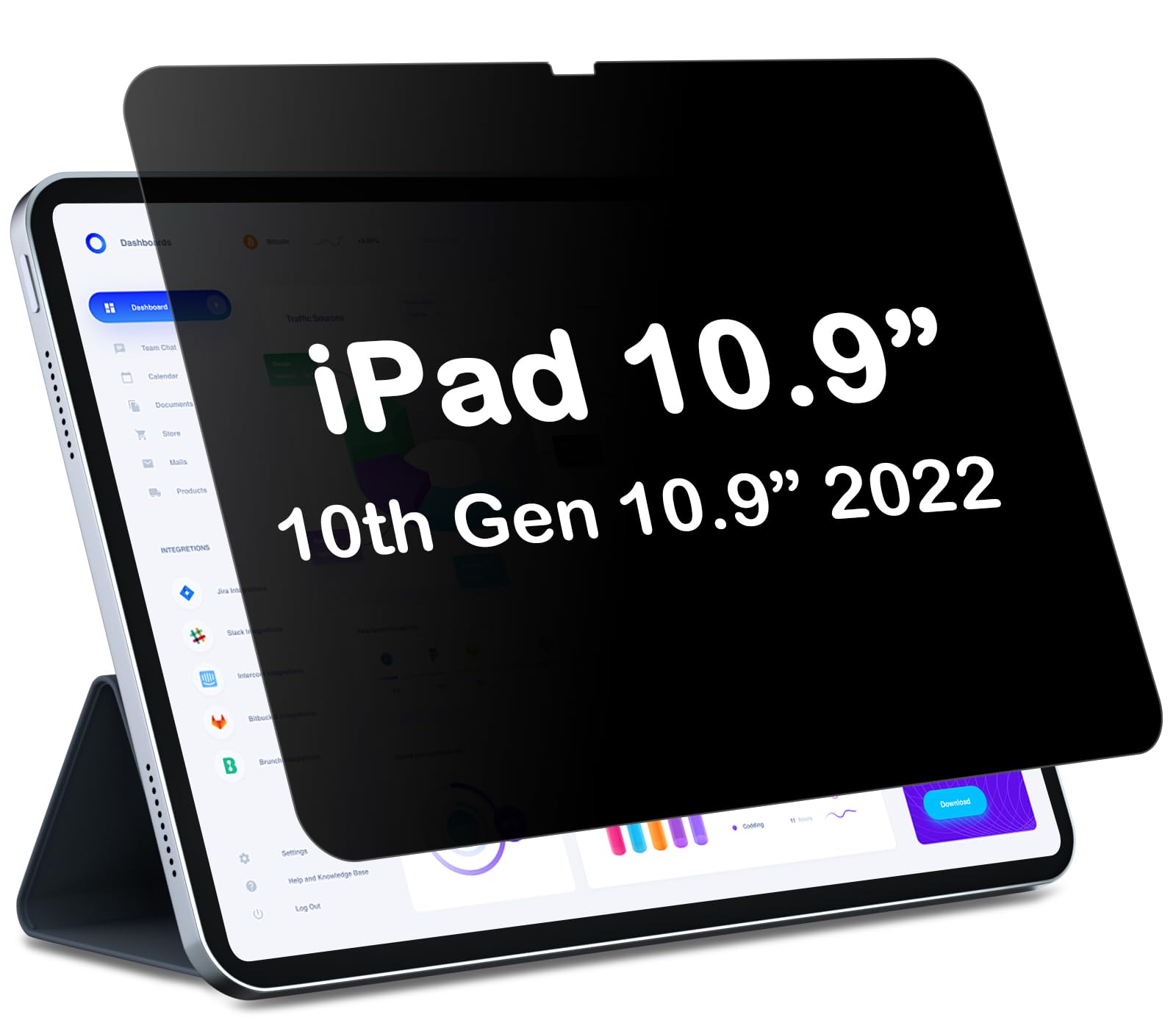 PYS Privacy Screen Protector for iPad 10th/11th Generation (2025, 2022), 30-Degree Anti-Spy Privacy Filter, Matte Finish Anti-Glare, Fingerprint-Proof, Anti-Scratch Film Guard