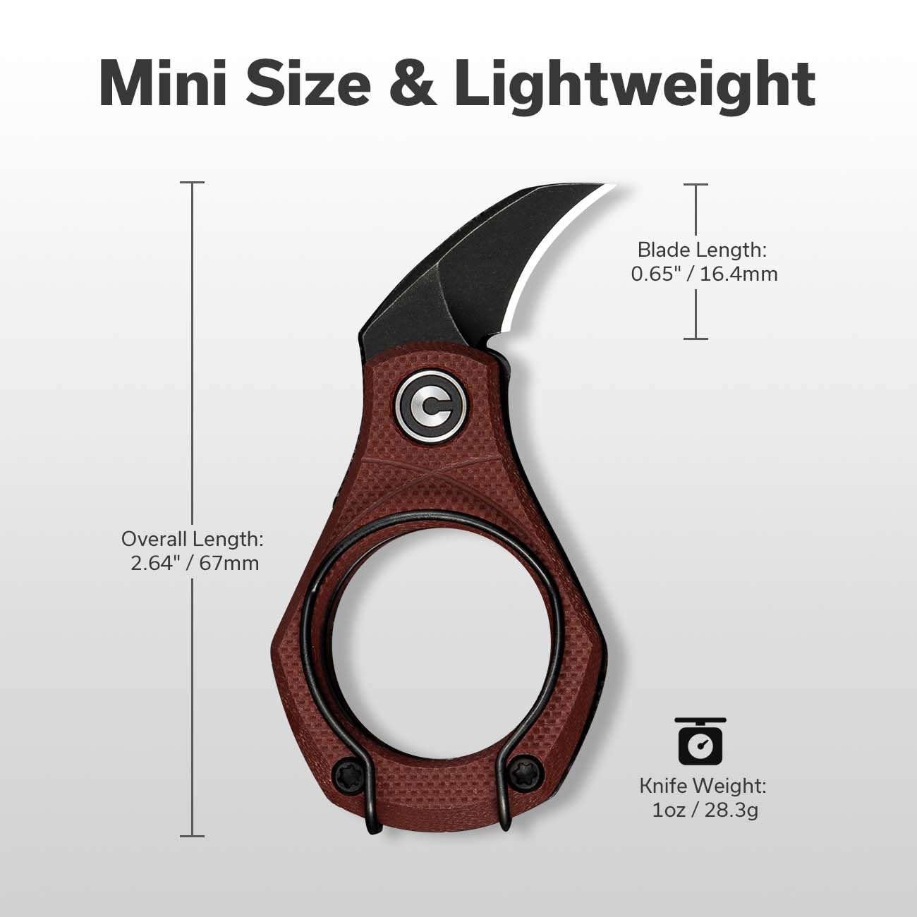 CIVIVI Pyrus Mini Taschenmesser (1 Stück), EDC-Schlüsselanhänger Klappmesser, 1,64 cm 14C28N-Klinge G10-Griff C23038-1