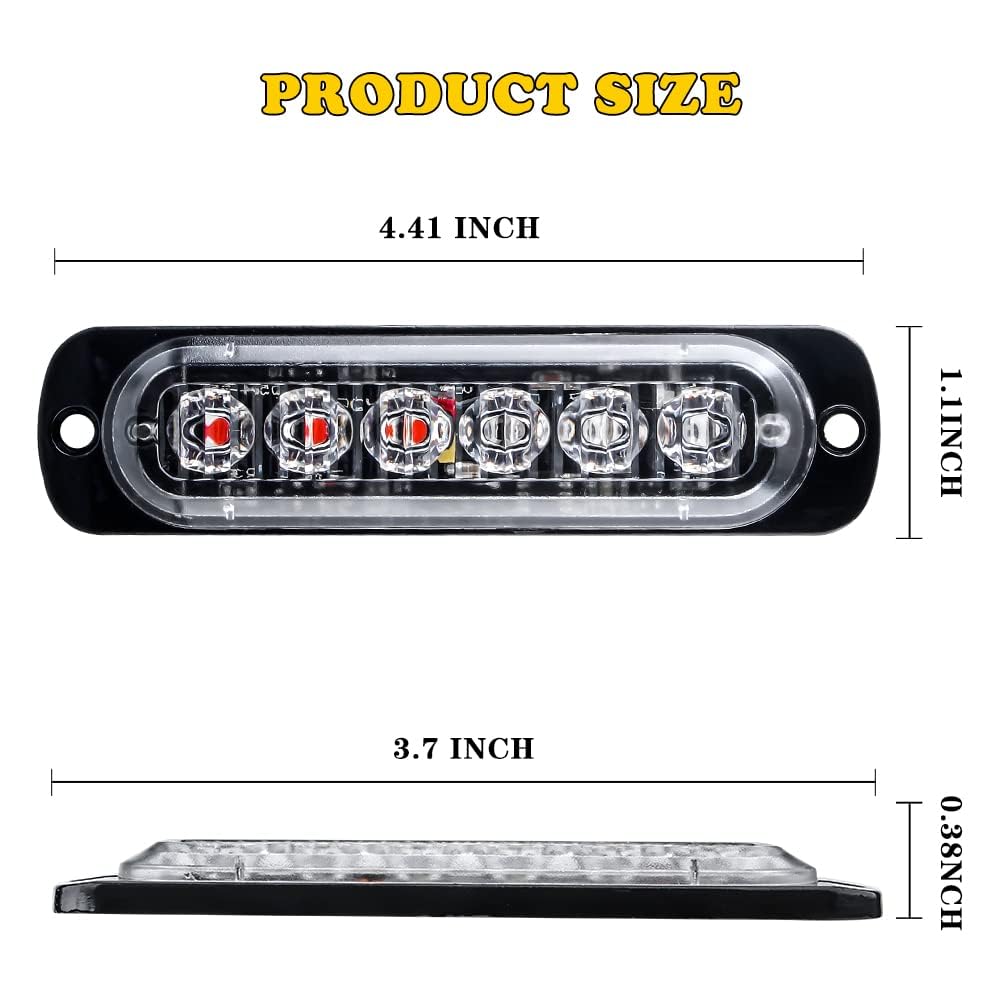 10pcs 6LED Rojo+Azul Luz de Advertencia Super Brillante Barra De Luz Estroboscópica 18 Modo Flash Para Coche Camión Pickup SUV Off Road Coche De Policía 12-24V