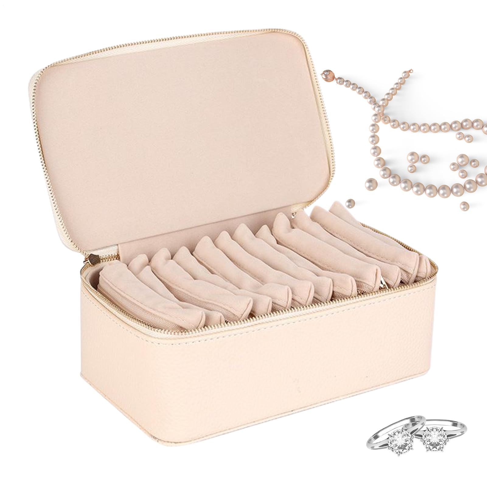 Joyero de viaje elegante, el regalo ideal para esposa, hija o abuela con porta anillos