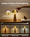 Bojim Lampe de table rechargeable sans fil, or LED Lampes de table sans fil à piles, Touch pour 3 Couleur variable, IP54 Étanche pour Restaurant, Salle à manger, Extérieur, Patio, Table