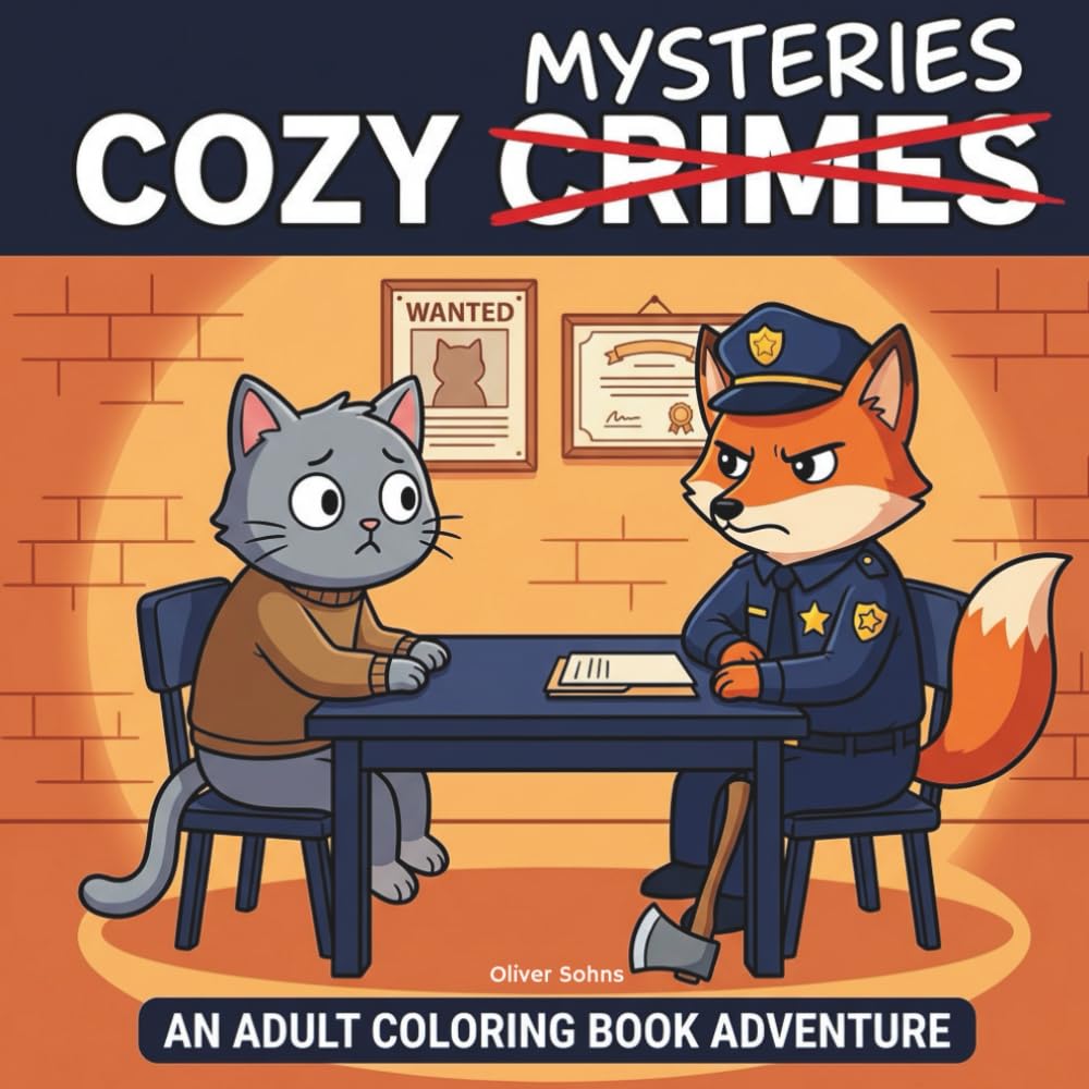 Cozy Crimes Mysteries: A Parodic Cute and Comfy Coloring Book for Adults – 45 Hand-Drawn Hygge vibes Crime Scenes to Color for Stress Relief: The ... but not for kids (Cozy Crime Coloring Books)