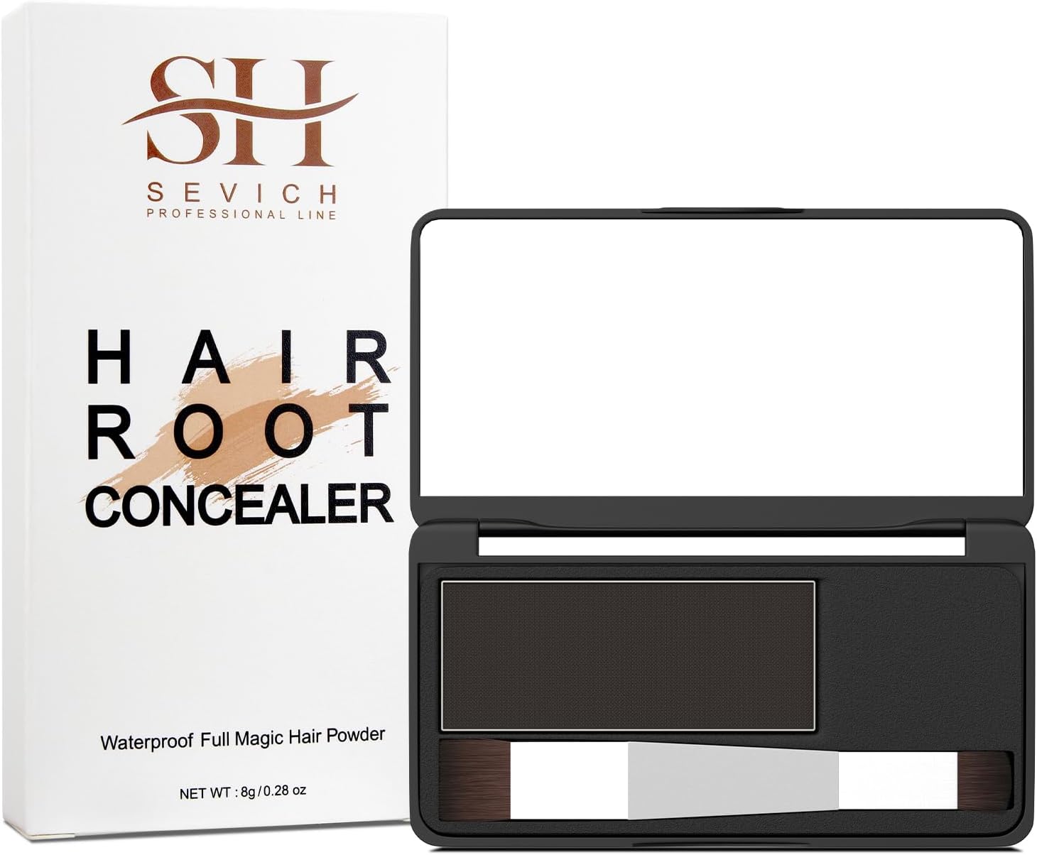 Root Touch up, Hairline Powder with Brush, Instantly Conceals Hair Loss, Thinning Gray Hair Shadow Toppers for Women & Men, 48H Makeup Lasting, 8g Large Capacity Dark Brown