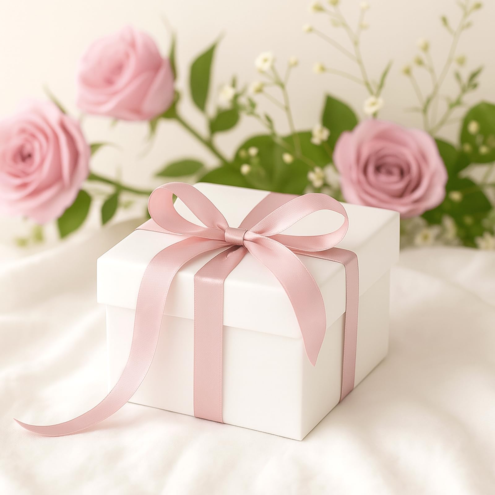 G2PLUS Baby Pink Satin Ribbons 10mm: Thick Fabric Gift Wrap Ribbons for Crafting, Party Decoration, 22m — view 4