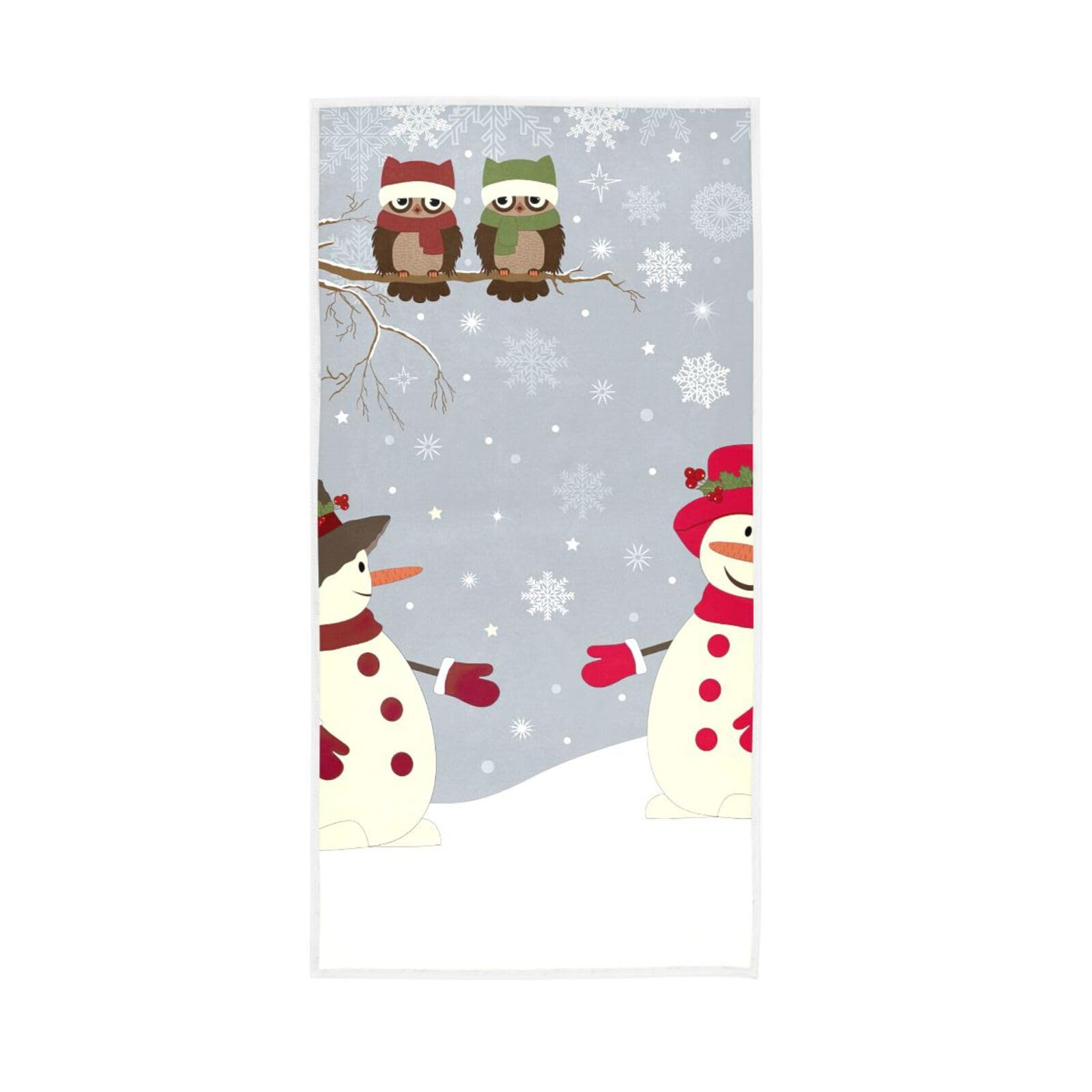 LSRCPD Christmas Snowman Birds Towels, 15 x 30 Inches, Spa Facial Towels Home Spa Towels