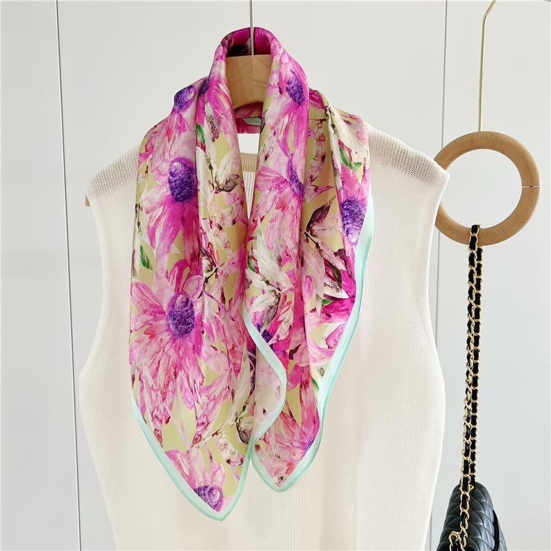 100% Pure Mulberry Silk Scarfs 26"x26" Square Scarf Women Neckerchief Headscarf hair scarf bandana Gift Packed - Image 3