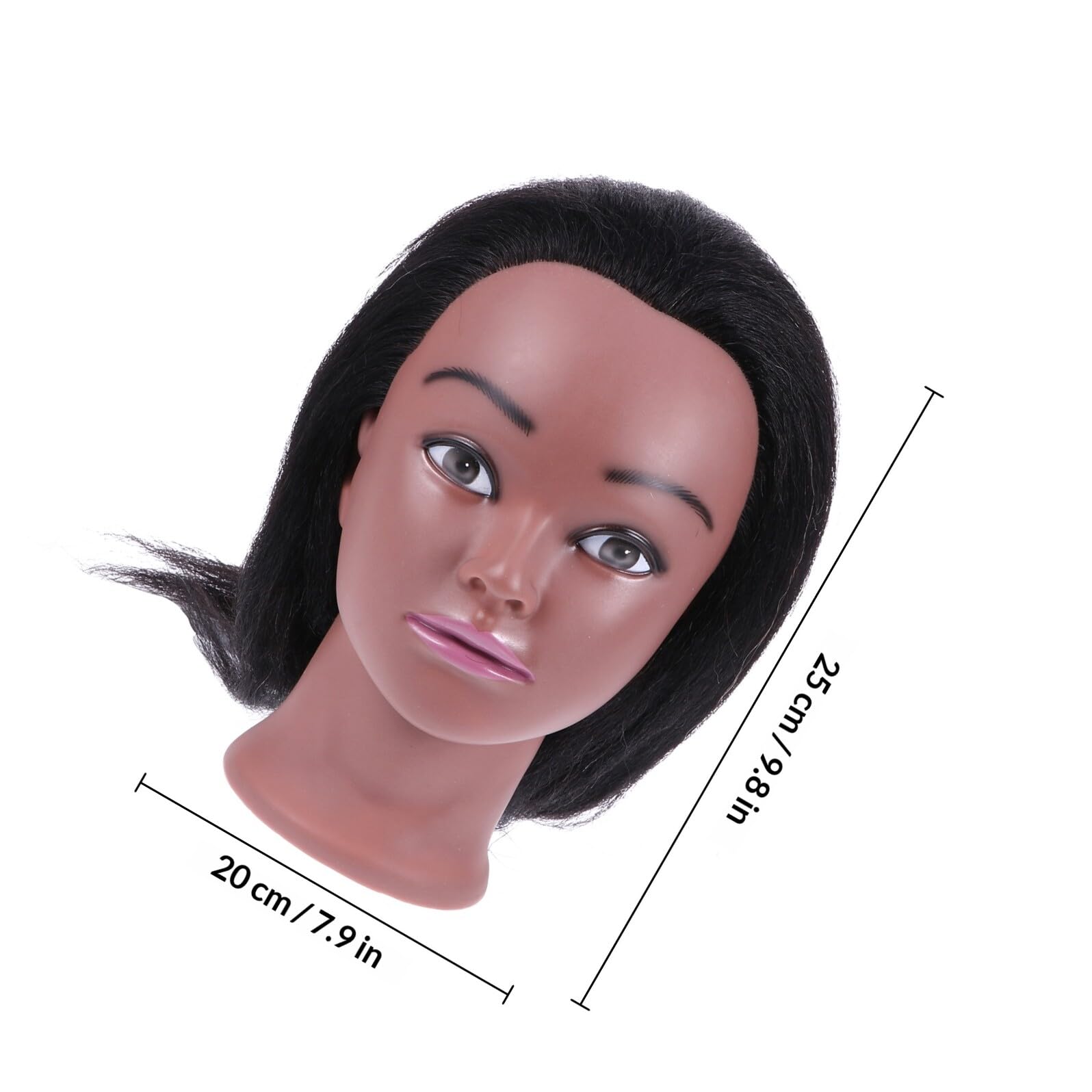 Tête de Mannequin D'entraînement pour Coiffure, Cheveux Noirs