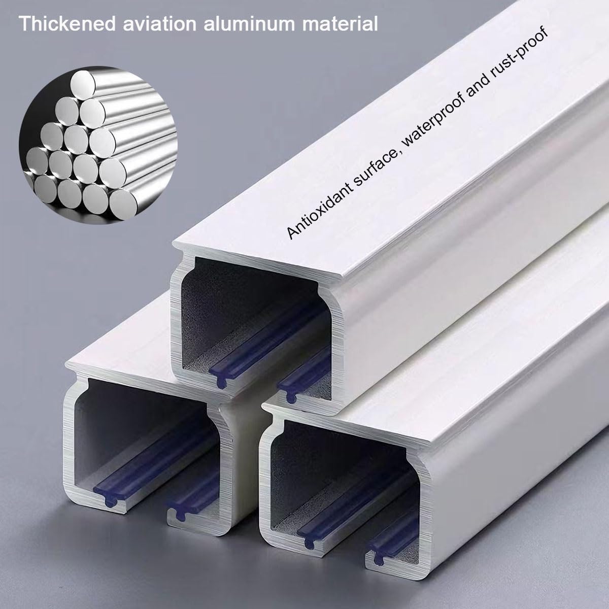 Binario Tenda Alluminio Bianco, Guida Per Tende Soffitto E Parete, 100 200 300 400 450 500 560 600 cm Binario Per Tende, Sistema Scorrevole Per Bovindo E Finestre(200cm)