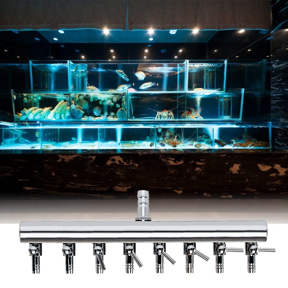 DONGKER Aquarium Luftverteiler, 8/10 /12 Wege Air Flow Splitter Chromverteiler, Aquarium Luftstromregelhebel Ventilverteiler für Aquarien