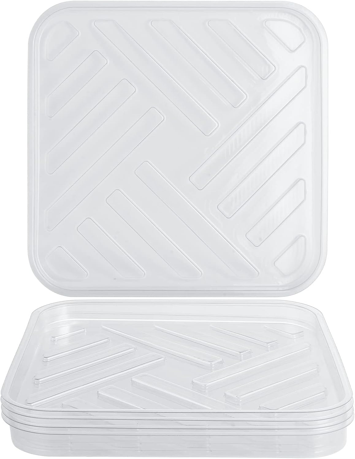 Idyllize 5 Pack 13 Inch of Plastic Plant Saucer, Square Clear Drip Trays for Indoors & Outdoor Plants, Durable Thick Saucer for Flower Pot (13")