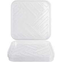 Idyllize 5 Pack 12 Inch of Plastic Plant Saucer, Square Clear Drip Trays for Indoors & Outdoor Plants, Durable Thick Saucer for Flower Pot 12"