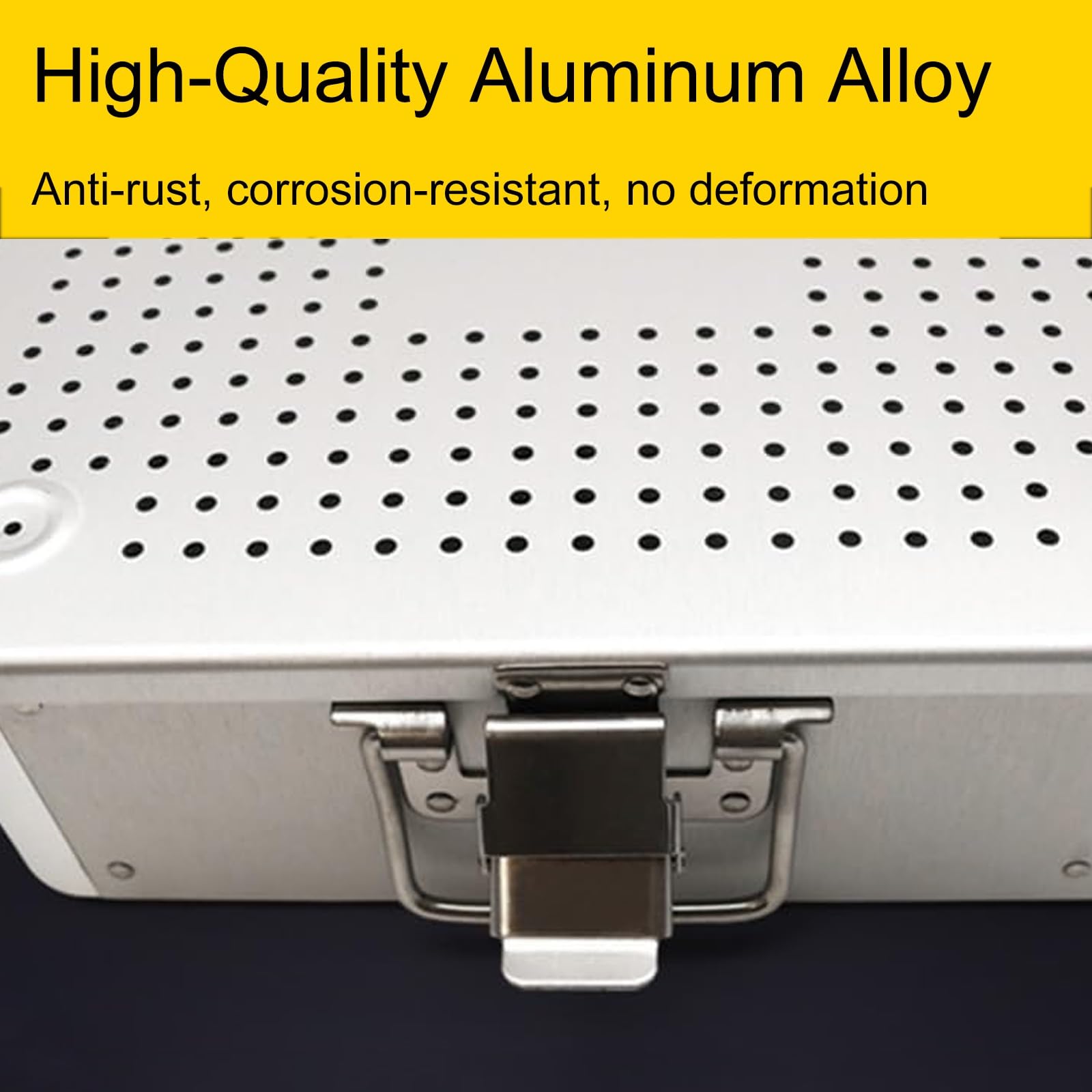 Bandeja Esterilización Aleación Aluminio 42.5cm Alta Temperatura | Con almohadilla de silicona, ideal para clínicas dentales y hospitales.(White)