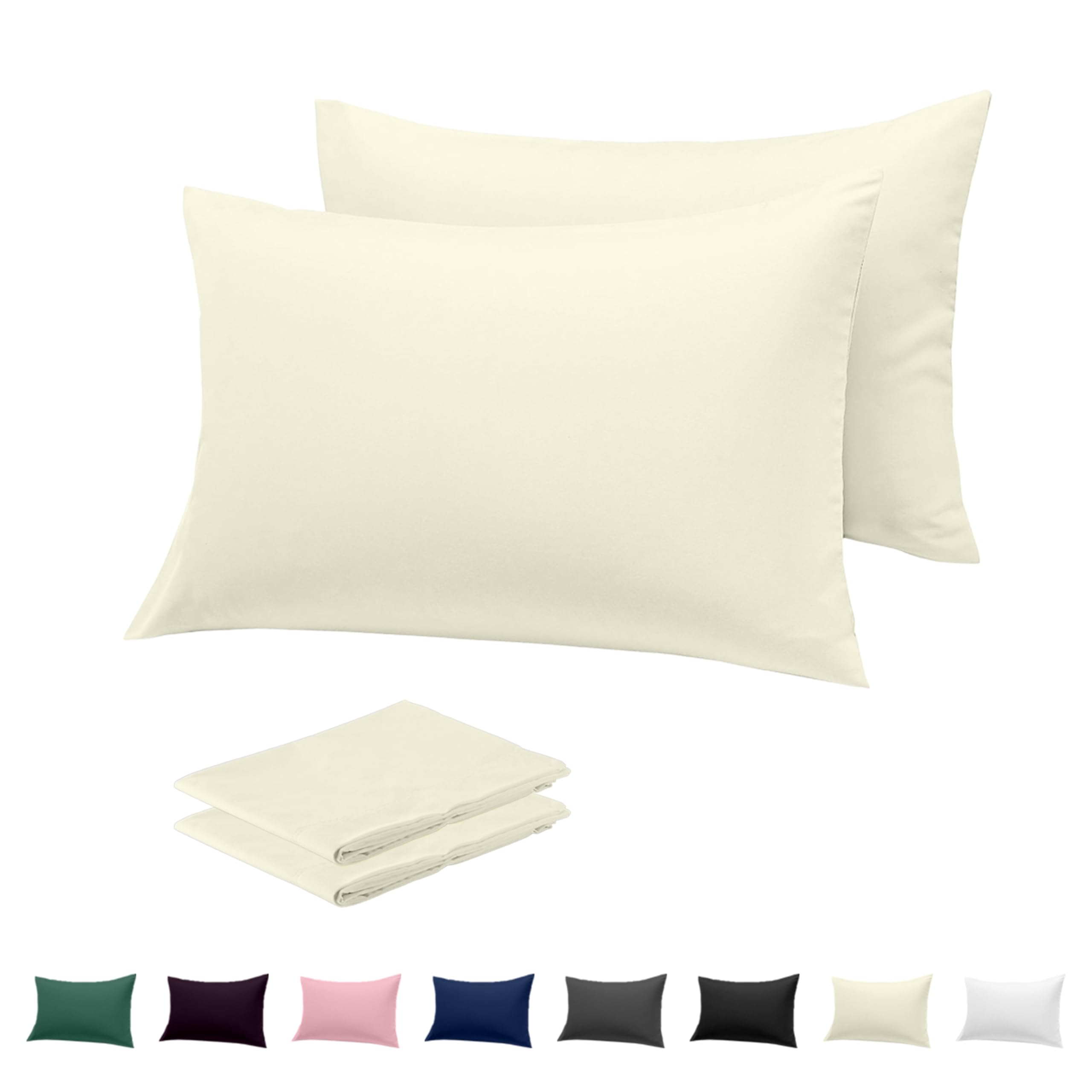 Rohi Cream Pillow Cases 2 Pack 100% Microfibre Pillowcases – Envelope Closure Standard Size 50 X 75 Cm Pillow Covers – Ultra Soft, Hypoallergenic & Durable Pillow Cases ( – 50 X 75 Cm)