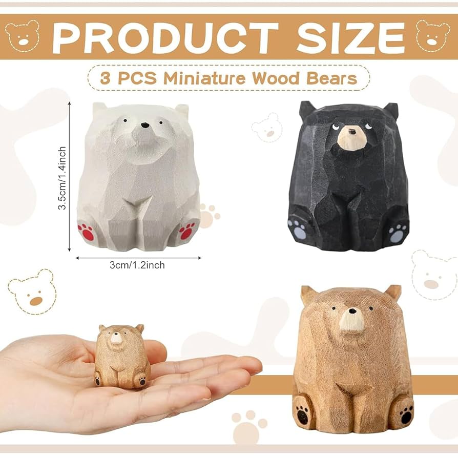 Amazon.co.jp: ミニ木製クマ かわいいミニチュア木製クマアート