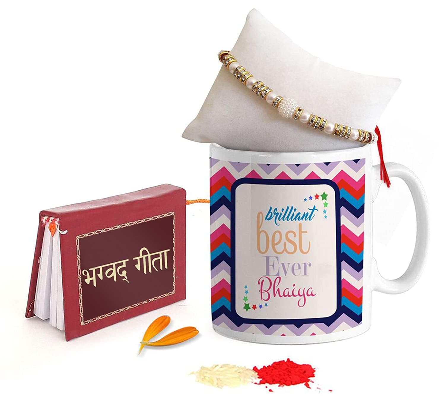 TIED RIBBONS Rakhi Gift for Brother - Premium Rakhi with Coffee Mug Mini Greeting Card- Rakhi for Brother