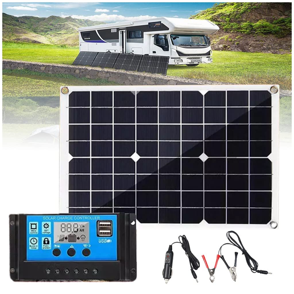 Kit Pannello Solare Flessibile Da 50 W Con Controller Solare 20A-60A Dual USB Generazione Di Energia Completa Smartphone Batteria Per Auto Da Campeggio 40A