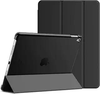 JETech iPad Pro 9.7インチ (2016)用 ケースカバー (ブラック) | 薄型半透明背面設計・三つ折りスタンド・オートウェイク/スリープ・軽量耐衝撃保護