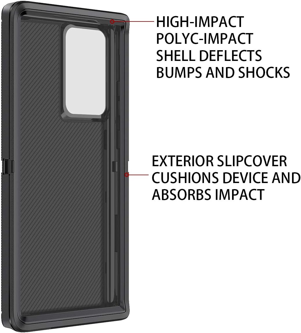 I-HONVA for Galaxy Note 20 Ultra Case Shockproof 3 in 1 Full Body Protection [Without Screen Protector] Rugged Heavy Duty Durable Cover Case for Samsung Galaxy Note 20 Ultra 5G 6.9 inch, Black