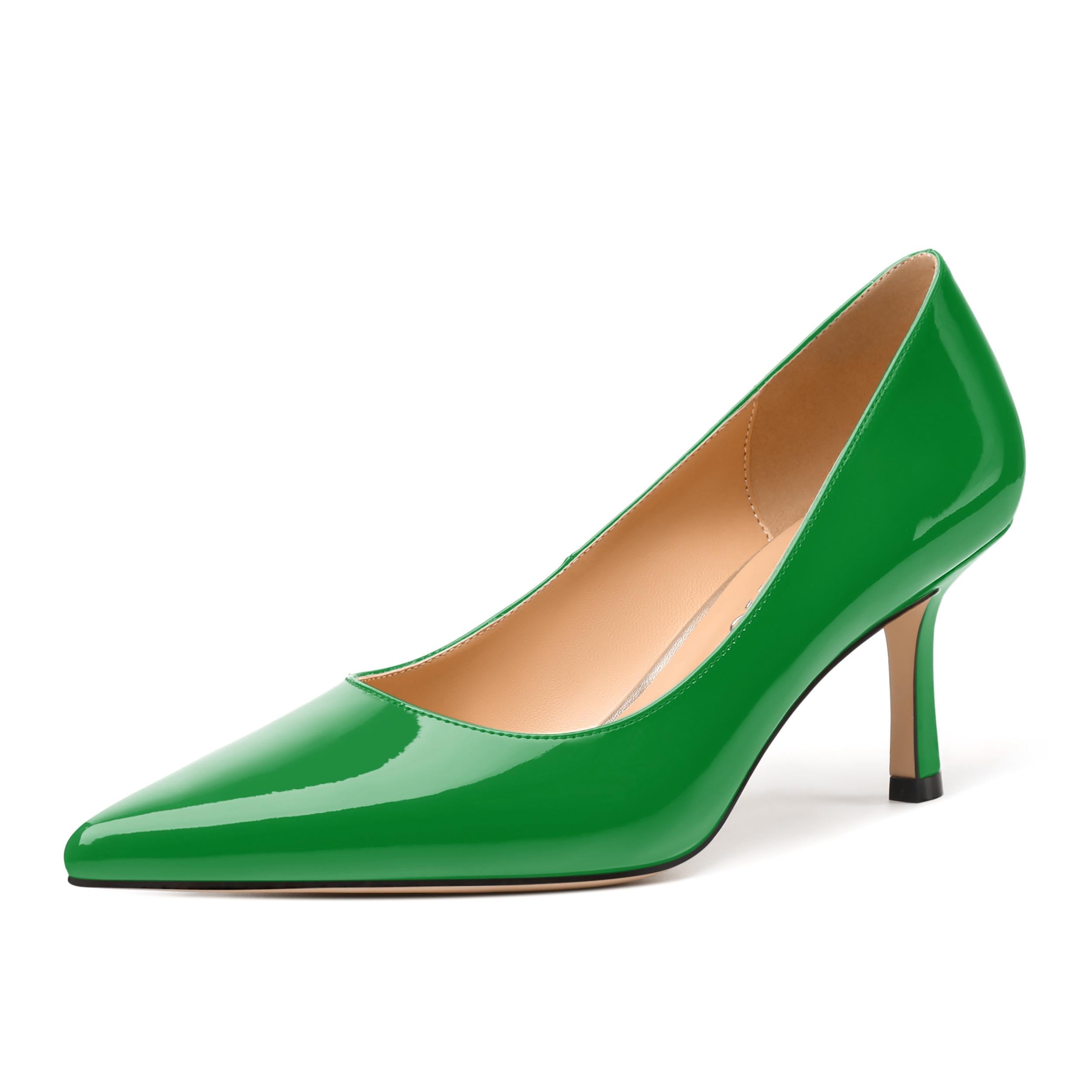 RLYGHWAO Women's Pumps, Pointed Closed Toe High Heels, Fashion Mid Heel Slip on Shoes for Women