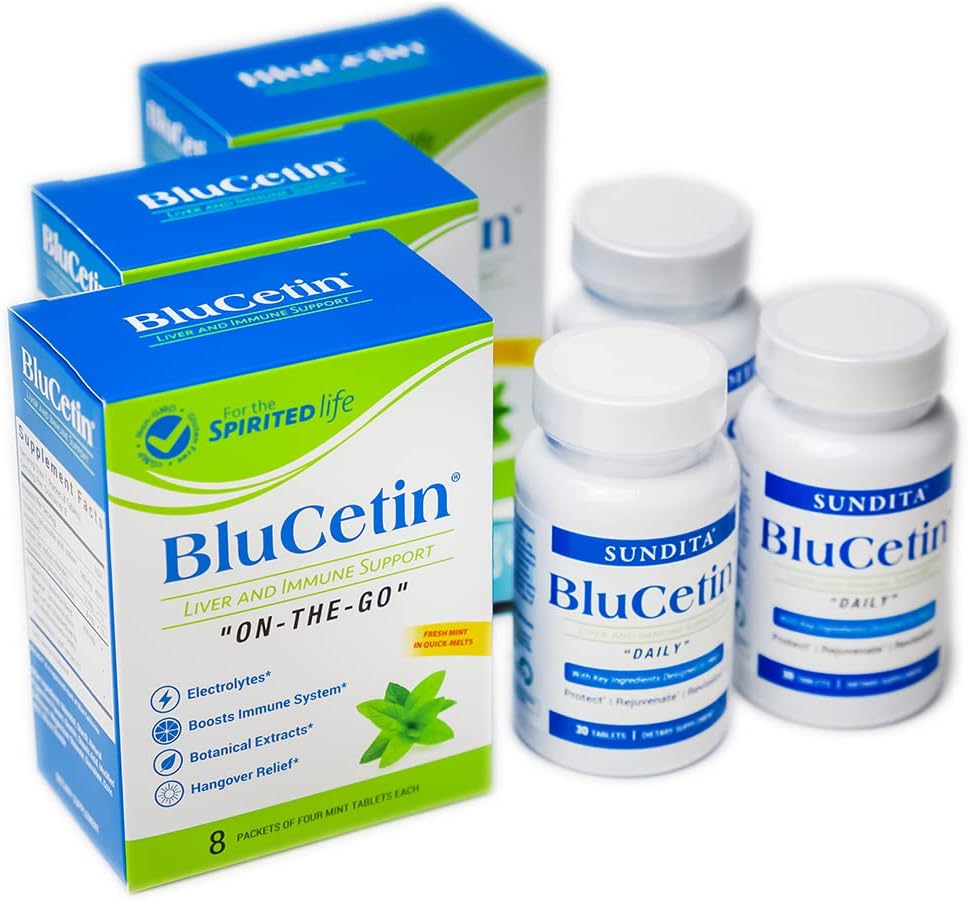 BluCetin Liver Health and Immune Support Formula 90 Day Health Pack Using DHM, Milk Thistle, Electrolytes, Antioxidants, and Nutrients