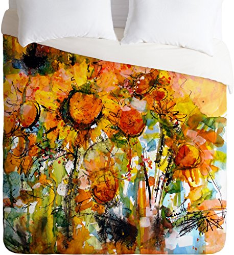 Deny Designs Ginette Fine Art Abstract Sunflowers Duvet Cover, King