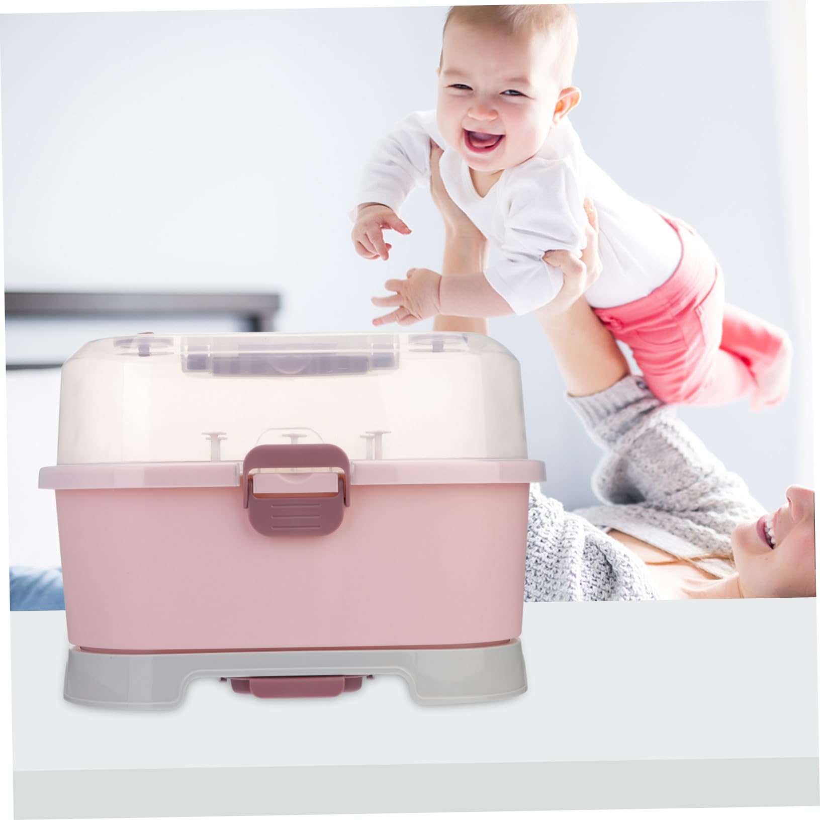 ORFOFE Aufbewahrungsbox für Babyflaschen aus Pp mit Ausreichend Stauraum und Tragbar für Zuhause und Unterwegs zur Hygienischen Aufbewahrung von Milchpulverdosen und Schnullern