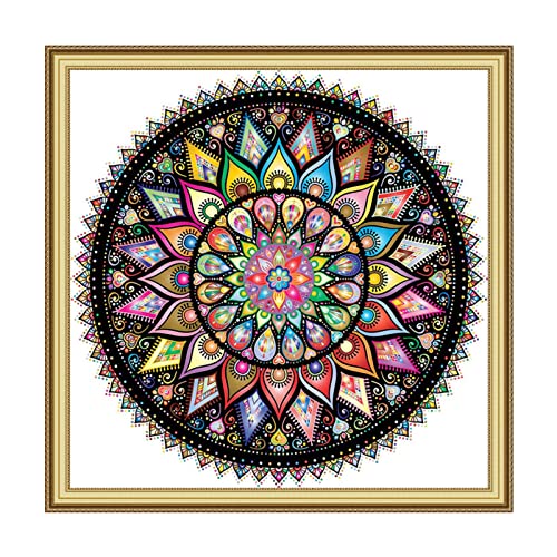 Findvoor Stamped Cross Stitch Kits For Beginners Full Range Of Cross Stitching Embroidery Pattern For Kids Or Adults, 11Ct Diy Needlepoint Embroidery Starter Kits-Magic Mandala 17.7×17.7 Inch #TOP10