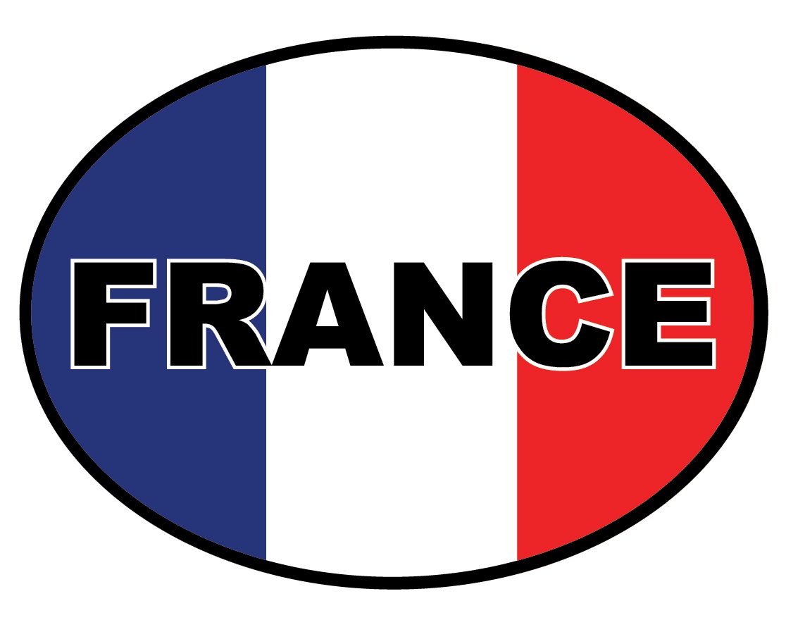 Landing Designs White French Oval France Flag Sticker For Car, Van, Vehicle Self-Adhesive - 180Mm X 133Mm