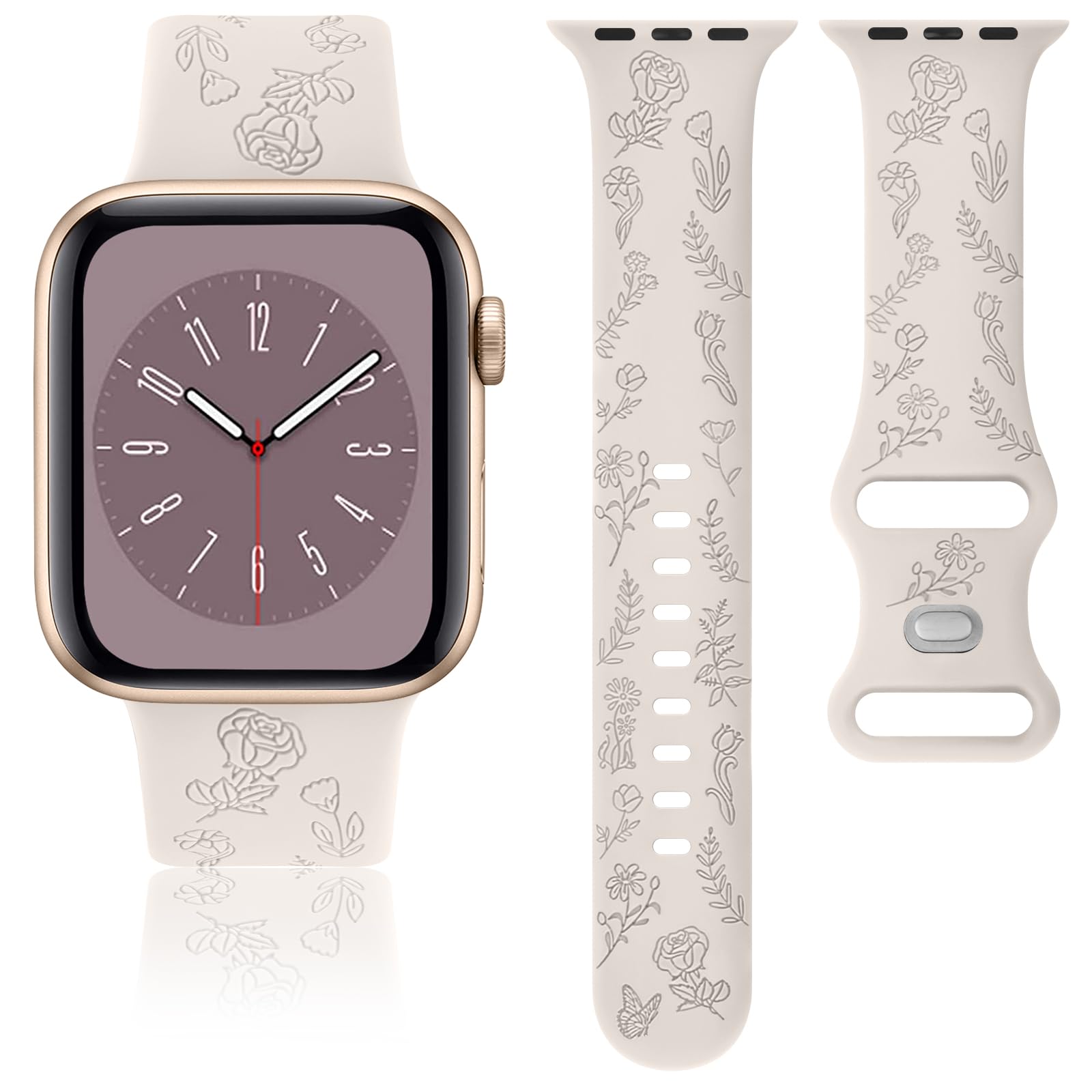 Flower Engraved Strap for Apple Watch Strap 42mm 44mm 45mm 46mm 49mm - Image 4