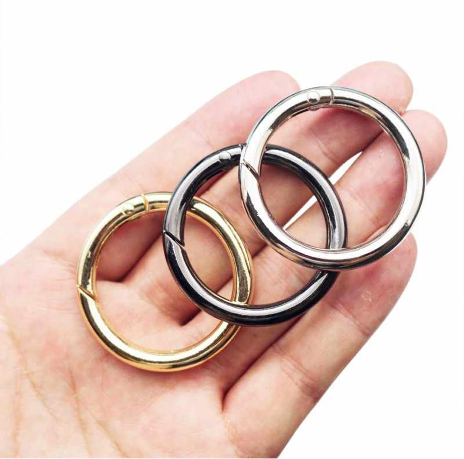 10 stuks ronde veerontspanners, sleutelring 23 mm, open ringen, ovale