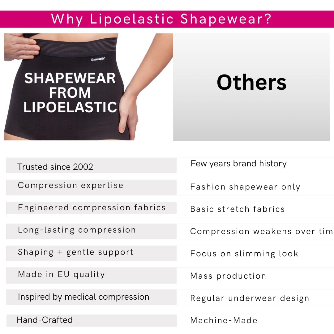 LIPOELASTIC Slip Modellante Donna a Vita Alta - Guaina Contenitiva Senza Cuciture, Intimo Modellante Effetto Seconda Pelle con Compressione Leggera