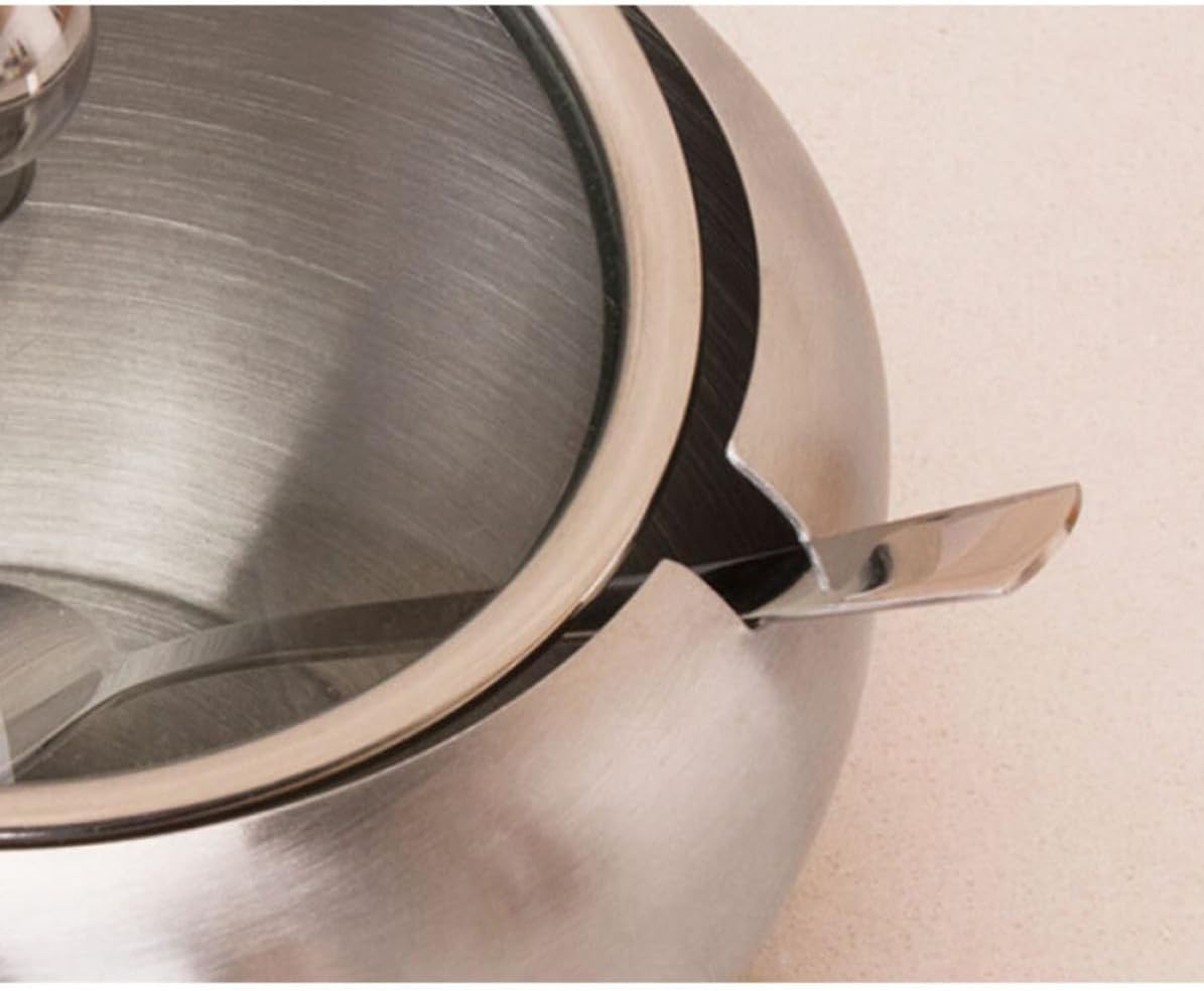 Condiment Pot with Lid and Spoon Stainless Steel for Kitchen Serving