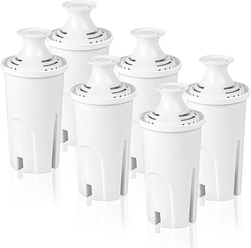 Paquete de 6 filtros de repuesto para jarra y dispensadores Brita, filtros de agua compatibles con Britta OB03, 0B03, Classic 35557, Mavea 107007,