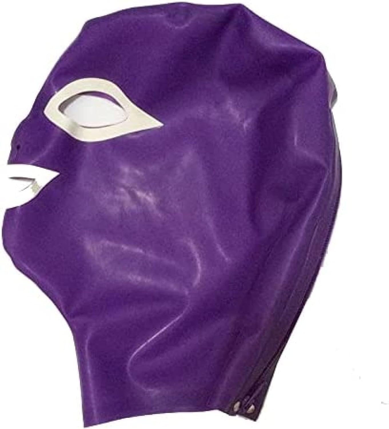 キャットスーツ パーティーのための白いトリム ラバー ユニセックス マスクとセクシーな紫色のラテックス フード マスク,&times;ラージ